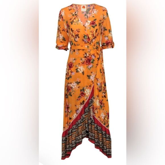 FARM Rio Anthropologie Soigne Floral Wrap Maxi Dress Size L NWT - Picture 15 of 15